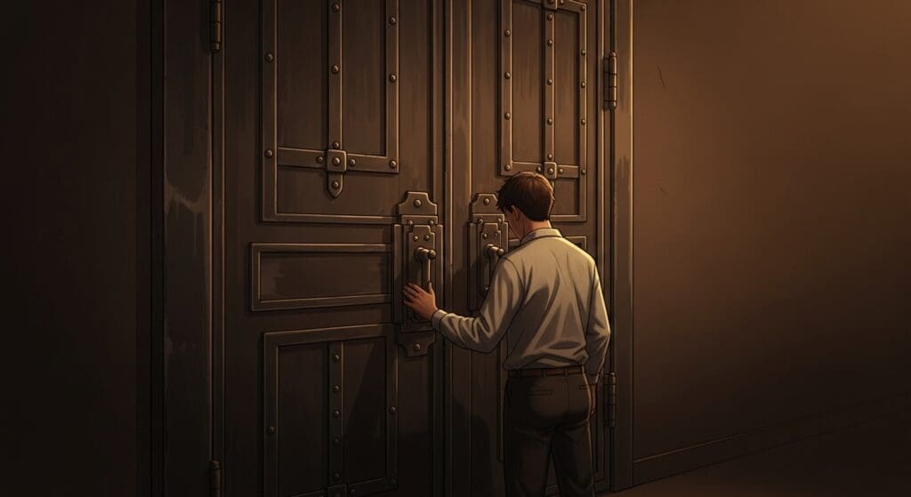 사회복무요원 복무 이탈 '징역 8일' 경고 넘어 313일? 정당한 사유 없으면 '벌금형' NO! 병역법 위반 시 '징역형' 확정! 청년 병역 의무, 절대 가볍게 보지 마세요! 16 굳게-닫힌-철문과-그-위에-드리워진-법원-망치의-그림자