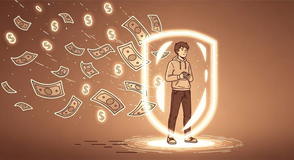 보이스피싱 현금수거책 '몰랐어요'는 통할까? 미필적 고의 vs 범죄 핵심 고리! $1억 2천만 원 피해, '사회적 해악'으로 징역 2년! 처벌받는 5가지 이유 15 빛나는-방어막-안에서-안전하게-유혹을-막아내는-사람의-모습