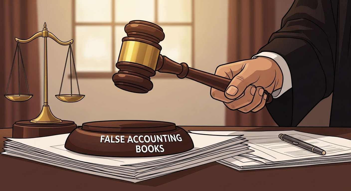 분식회계 A 회사, 믿은 죄(?) 억울한 손해배상! 회계법인 책임은? 정상 주가 계산법은? '투자자 보호' 위한 5가지 핵심 포인트 & 승소 비법 15 판결봉이-놓인-서류-위로-정의를-상징하는-빛이-내려오는-장면
