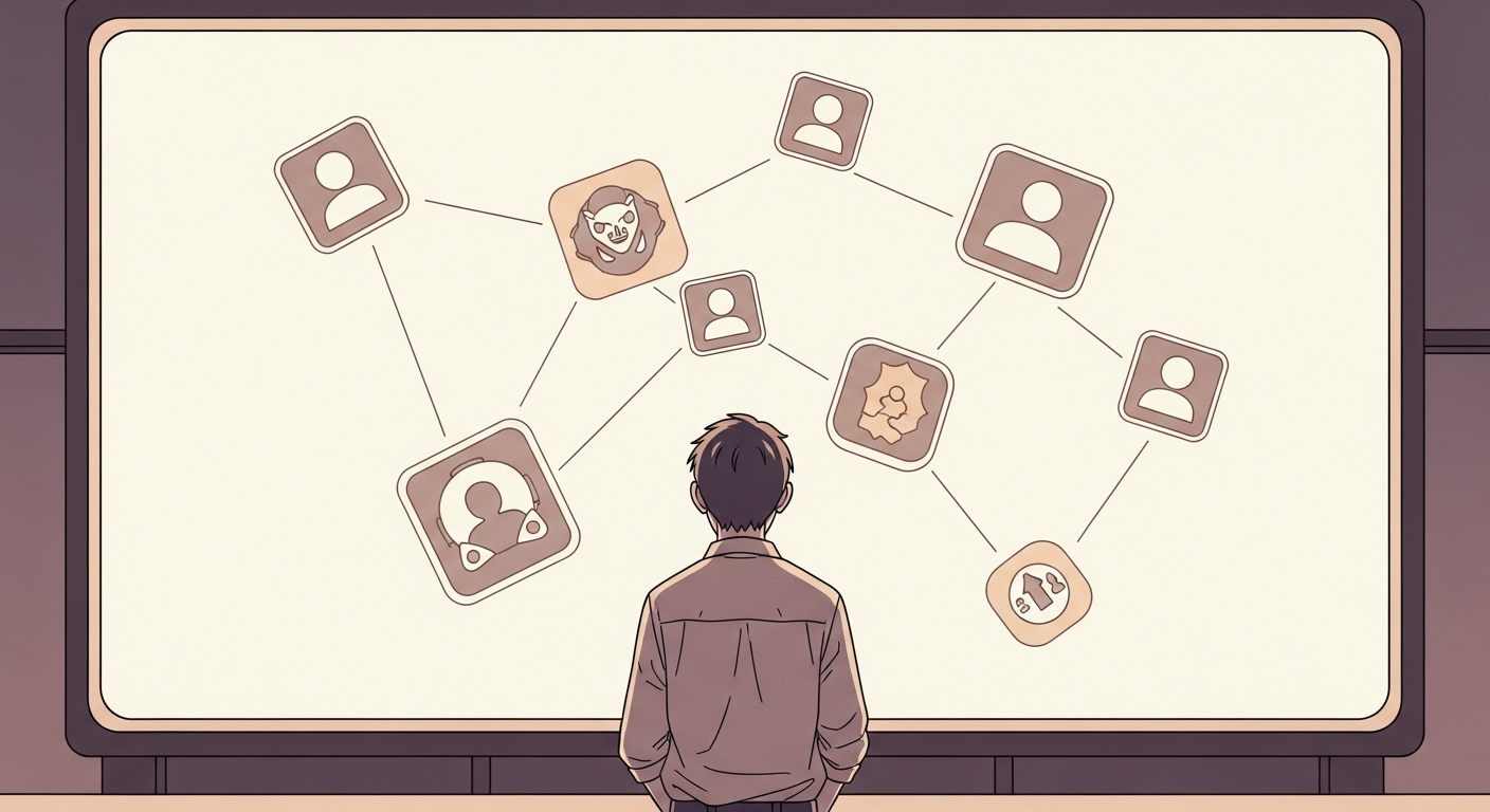 "잘못 없는데 영구정지?" 게임 회사의 '부당 정지', '금지된 행위' 증거 부족! '업(業)으로 하는 행위'만 처벌? '게임 유저' 권리 찾는 5가지 방법, '계정 해제' 주인공 되기! 10 스크린-위에-떠-있는-여러-게임-계정-아이콘들이-연결되지-않고-흩어져-있는-모습