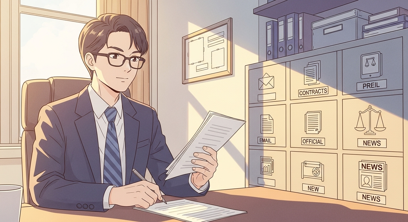 파산 상계 제한: 회생 신청 알았다면? 부인권 행사 후 상계 불가! 당신의 행동 지침 15 이메일,-계약서-등-각종-증거가-체계적으로-정리된-파일-캐비닛