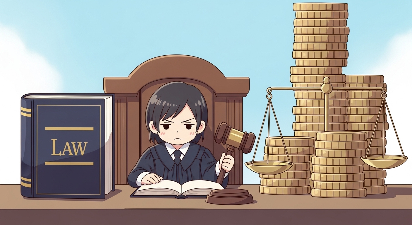 회사 자금 횡령, 대표가 수상하다면? 20억대 사건으로 본 예방과 대응 7 두꺼운-법전-앞에서-의사봉을-쥐고-있는-엄중한-표정의-판사-캐릭터
