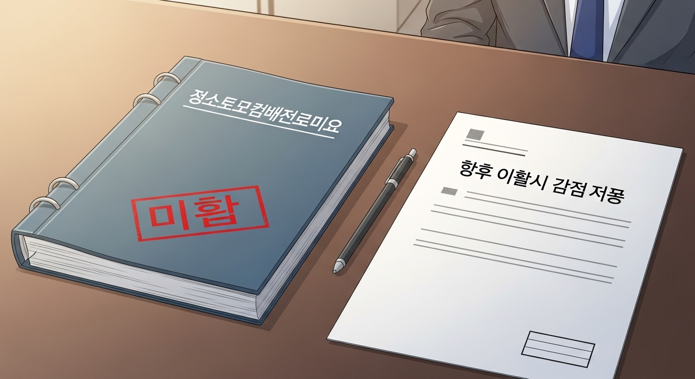 정밀안전점검 미흡 감점, 특별사면 딱 1가지 조건! 2 감점-통보서를-보며-심각한-표정으로-고민하는-회사-대표의-모습