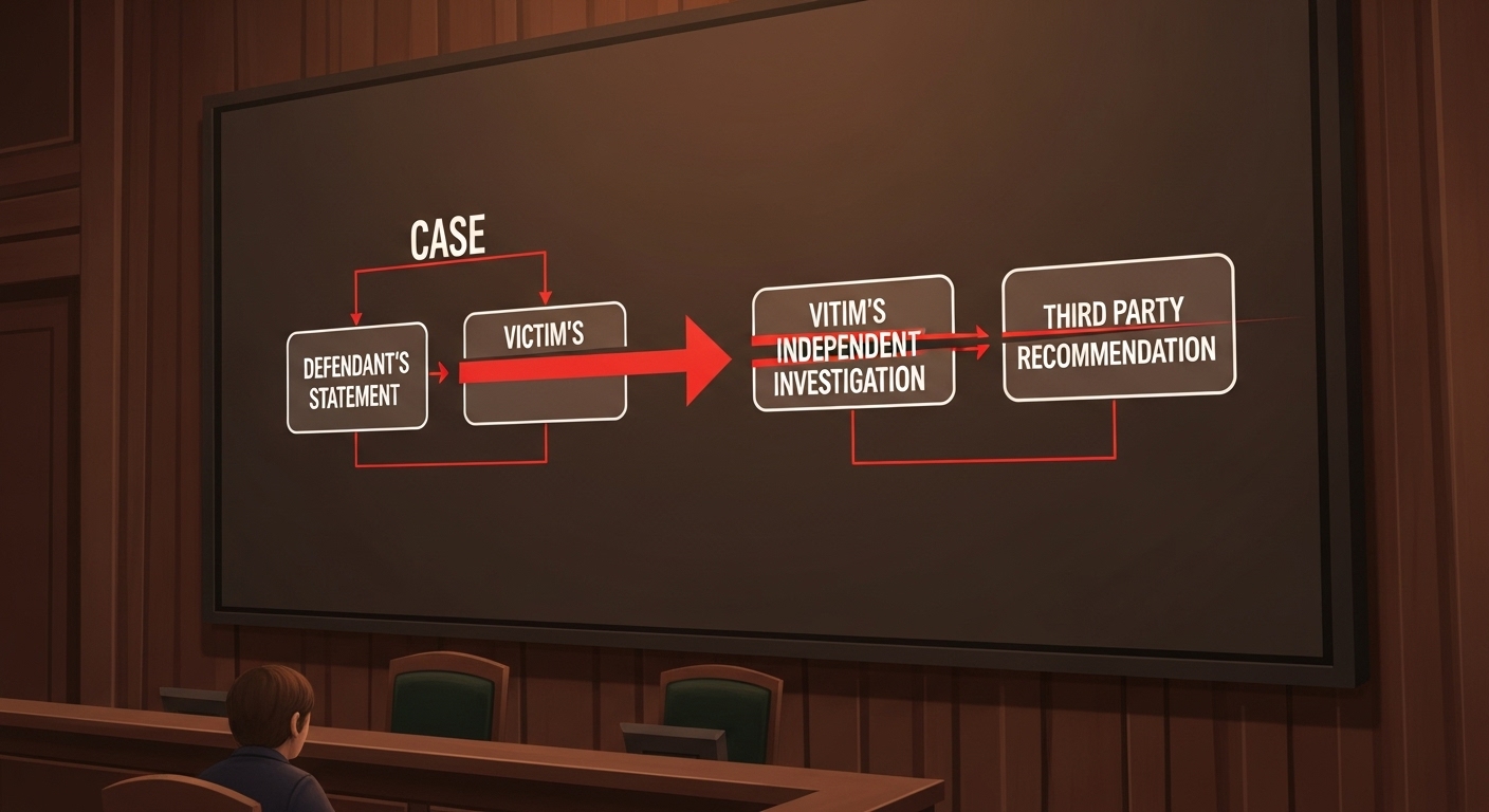 사기 무죄 증거? 검찰도 못 넘는 '무죄 방어벽' 5가지 핵심! 5 피고인의-말과-피해자의-투자-사이의-인과관계-화살표가-다른-요인에-의해-끊어지는-모습