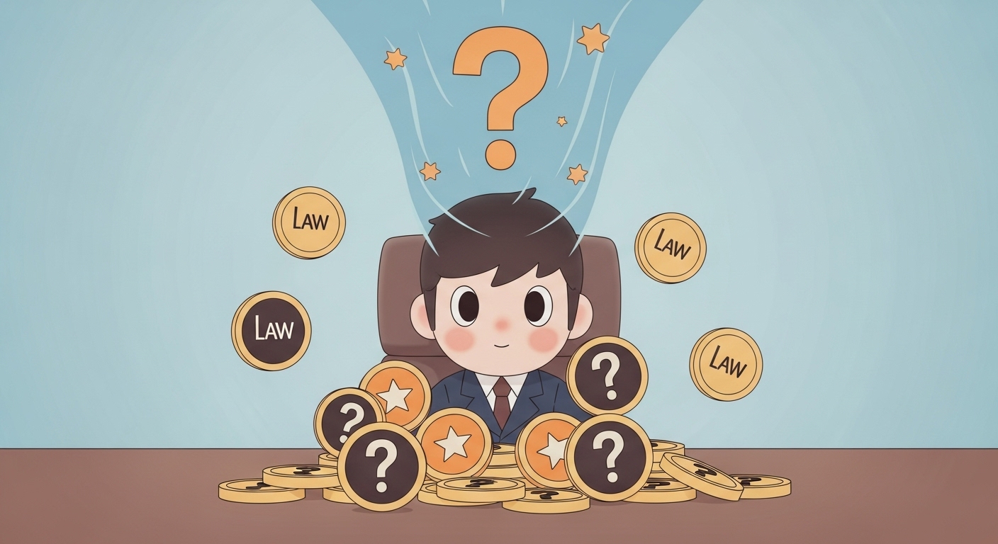 사기로 얻은 회사 돈 써도 업무상 배임? 핵심 쟁점 분석 1 어두운-돈-토큰과-밝은-돈-토큰이-복잡하게-섞여-있는-책상과-고민하는-캐릭터