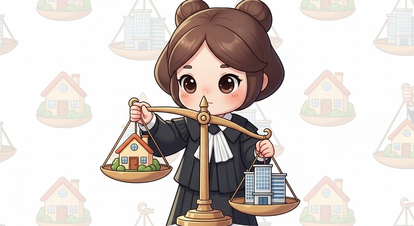 가사사용인 근로기준법 적용될까? 운전기사 사례로 본 가사사용인 판단 기준 7 판사-캐릭터가-집과-회사-아이콘을-저울에-올려놓고-업무의-주된-목적을-측정하는-모습