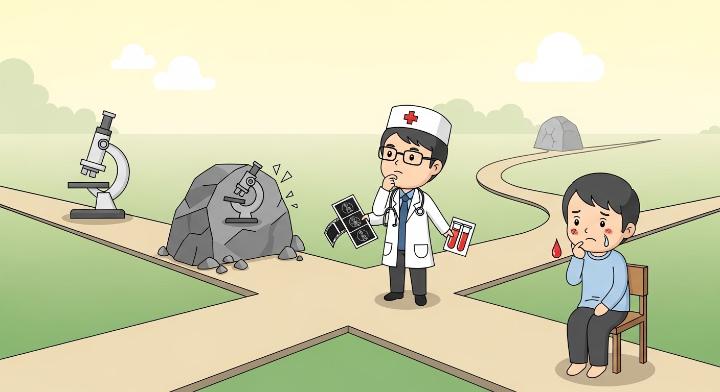 항암제 급여기준, 조직검사 없이도 급여? 삭감 시 대처법 5 영상-필름과-혈액-검사-튜브를-들고-환자에게-향하는-길을-선택하는-의사-캐릭터