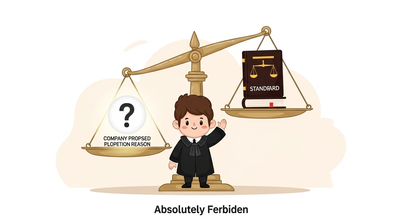 채용 내정 취소, 부당해고일까? 법원 판단 기준과 대응 방법 11 법적-기준이-담긴-무거운-상자-쪽으로-기울어진-저울의-모습