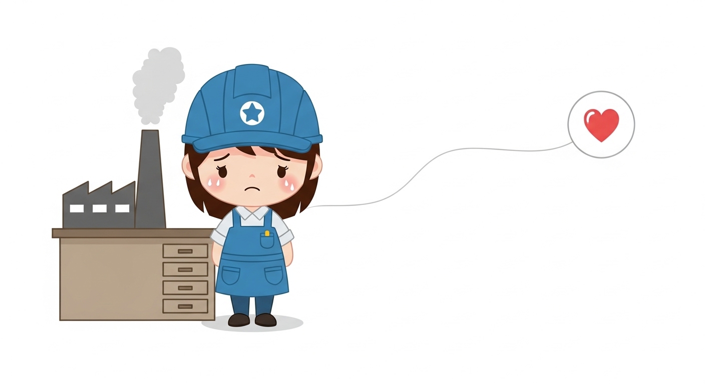 업무상 질병 인정, 증거 부족해도 가능? 실제 산재 승소 사례 분석 2 자신의-작업-공간-앞에서-몸의-어려움을-느끼며-슬퍼하는-캐릭터