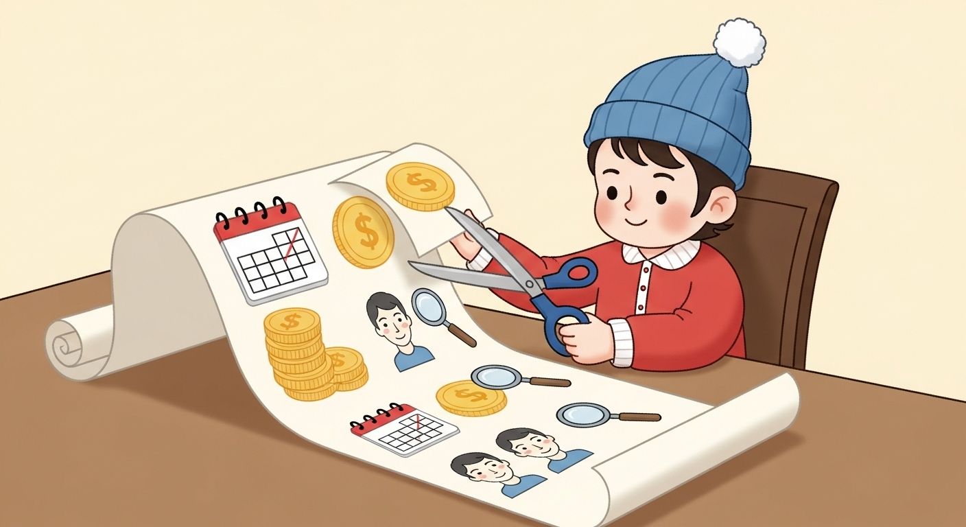 검찰 특수활동비 정보공개, 왜 거부하면 안 될까? 7 긴-문서에서-달력과-동전-아이콘-부분만-가위로-잘라내는-캐릭터