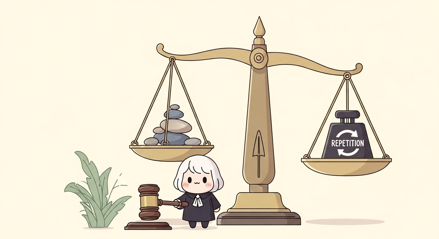 무전취식 넘어 사기, 영업 방해까지! | 반복되는 누범자의 '뻔뻔한' 일상 범죄 3 반복을-상징하는-무거운-추-때문에-기울어진-법원의-저울