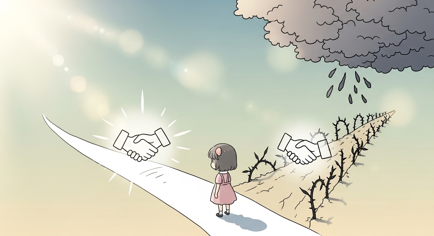 쓰레기 무단 투기 시비, 환경미화원 폭행·무고 사건의 전말 4 평탄한-길과-가시밭길-사이의-갈림길에서-고민하는-캐릭터