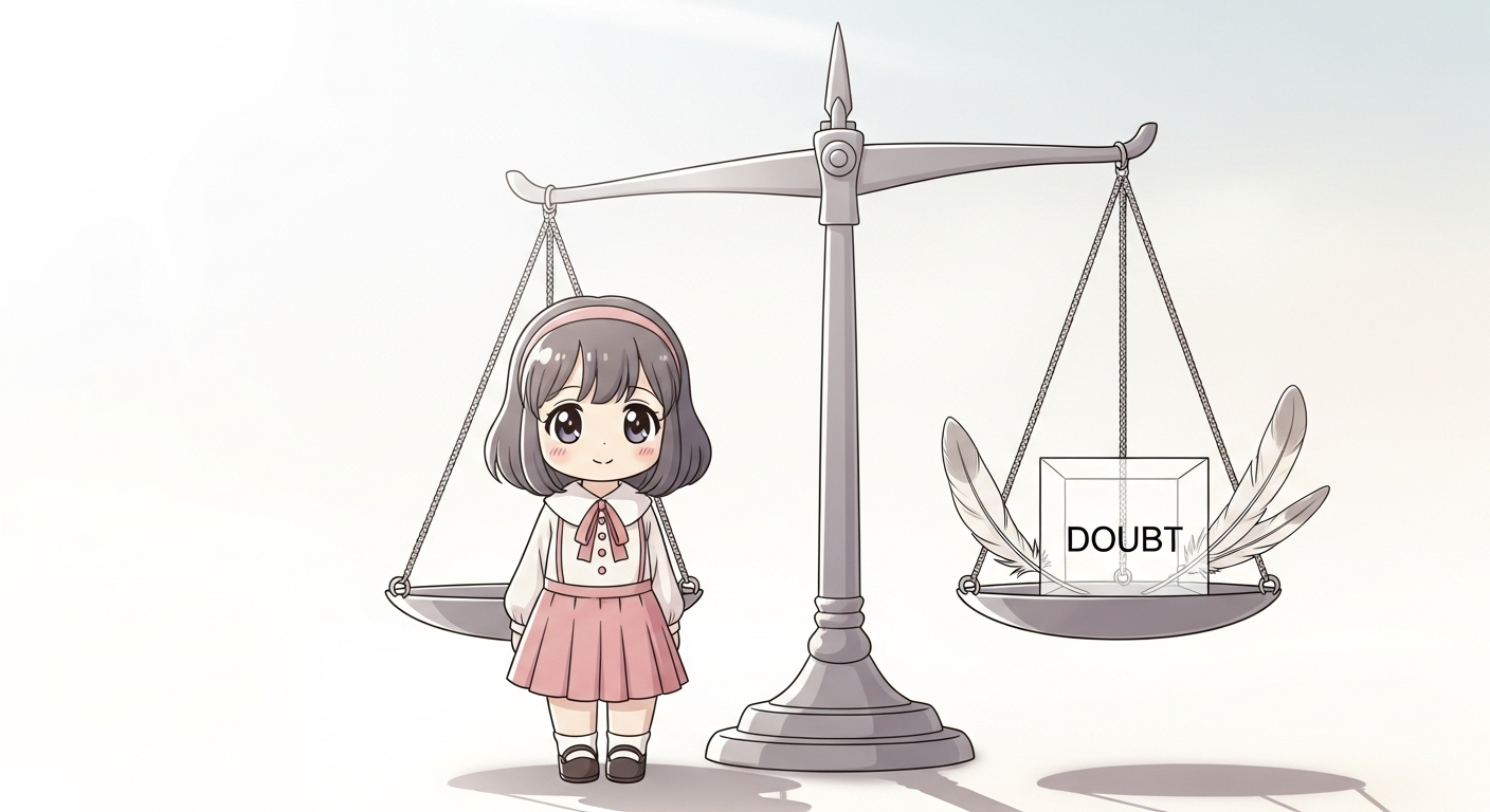 대출 사기, 무조건 사기 당한 걸까? | 법원 판결로 본 '사기죄' 성립 기준과 금융기관의 주의 의무 2 증거-부족으로-기울지-않는-법정-저울과-캐릭터