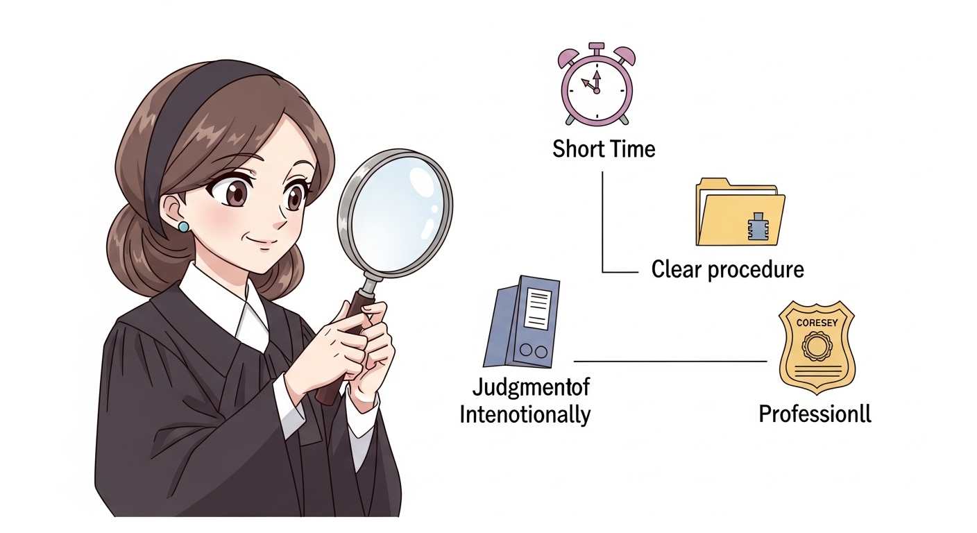 회사 돈 19만원, 이렇게 빼돌리면 사기죄? | 직원이 저지른 횡령과 법원의 판단 4 돋보기로-시계-서류철-경력-뱃지-등의-증거를-살펴보는-판사-캐릭터