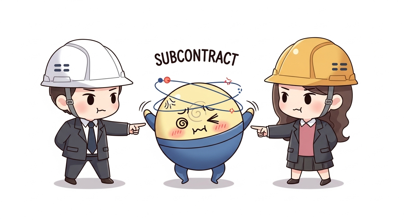 건설 하도급 대금, 제대로 받을 수 있을까? | 발주처 직접지급 vs 원수급인 책임, 법원 판결로 본 핵심 조건 2 발주처와-원수급인-캐릭터-사이에서-어쩔-줄-몰라-하는-하수급인-캐릭터