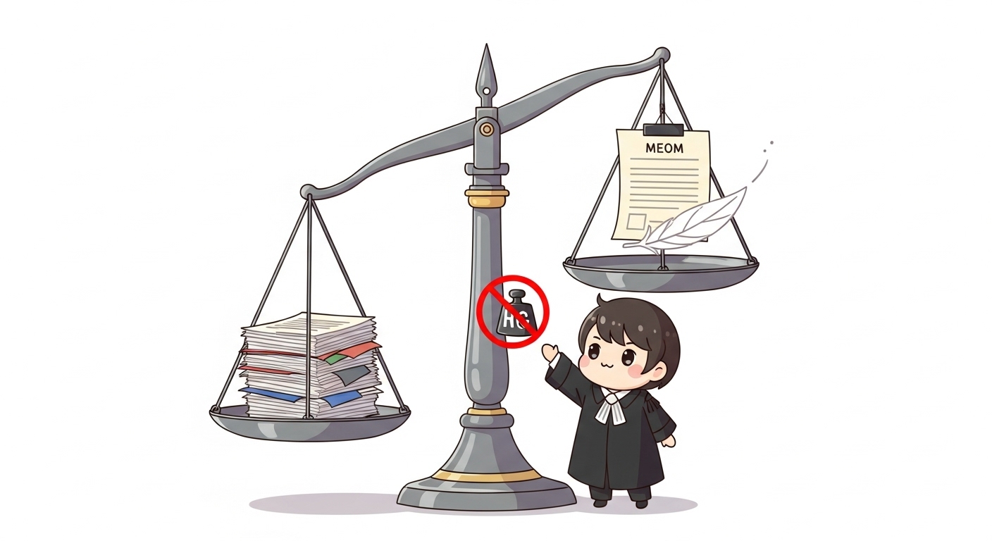 지자체에 '미술관 기부채납' 하려다 소송? | 법원 판결로 본 '행정 처분'의 경계와 기업의 주의사항 3 저울에-무게감-있는-공식-문서와-가벼운-내부-의견서를-비교하는-판사