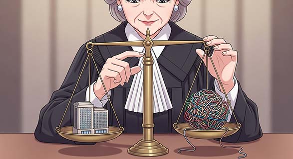 직장인 우울증, 자살까지 이어졌는데… | 업무상 재해 불인정, 법원 판결의 이유 2 업무와-복잡한-실타래가-놓인-저울을-고심하며-바라보는-판사-캐릭터