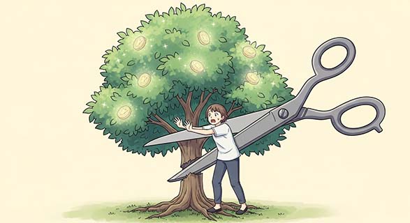 채무자 간이회생 계획, "이건 아니지!" | 2순위 담보권자의 '최소한의 권리' 지켜준 법원 판결 2 커다란-가위가-동전-열매가-열린-나무의-뿌리를-자르려고-하는-모습