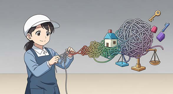 채무자 간이회생 계획, "이건 아니지!" | 2순위 담보권자의 '최소한의 권리' 지켜준 법원 판결 5 얽힌-실타래를-풀어-집-저울-등의-모형으로-만드는-캐릭터
