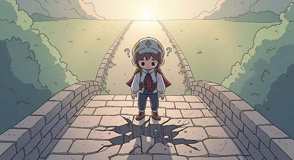 연구비 빼돌린 교수에게 돈을 돌려주라고? | 소멸시효에 막힌 1천만원 환수, 이 판결의 반전 3 캐릭터가-목표를-향해-놓인-돌다리를-건너려-하지만-중간의-돌이-부서져-더-이상-나아가지-못하는-모습
