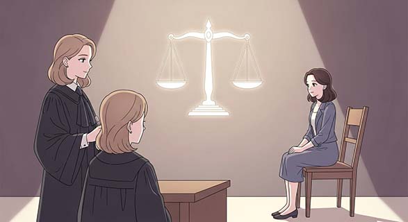 공영방송 이사 해임처분, 법원이 '위법' 판결한 이유 | 과도한 책임 요구는 안 돼요! 4 제자리로-돌아온-의자에-안정적으로-앉아-있는-캐릭터와-균형-잡힌-저울