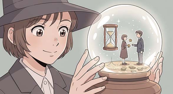연구비 빼돌린 교수에게 돈을 돌려주라고? | 소멸시효에 막힌 1천만원 환수, 이 판결의 반전 5 캐릭터가-수정구슬을-들여다보자-모래시계와-돈-교환-장면이-떠오르는-모습