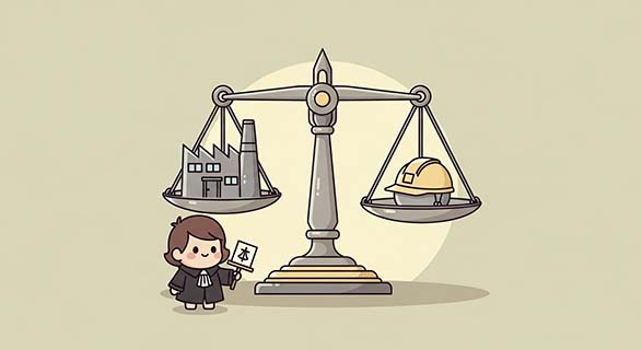 6m 낙석 사고, 근로자 다발성 골절 | 작업장 안전의무 위반, 기업 책임 80% 판결! 4 공장-모양-추가-놓인-쪽으로-크게-기울어진-법원의-저울