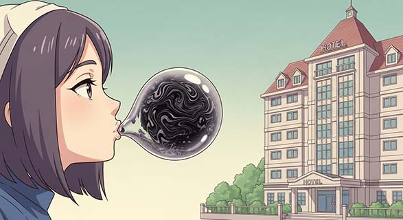호텔 셰프의 반복된 허위신고와 무고, 그 끝은? | 징역 2년 실형 판결에 담긴 진실 2 검고-일그러진-비눗방울을-깨끗한-호텔-건물-쪽으로-부는-캐릭터